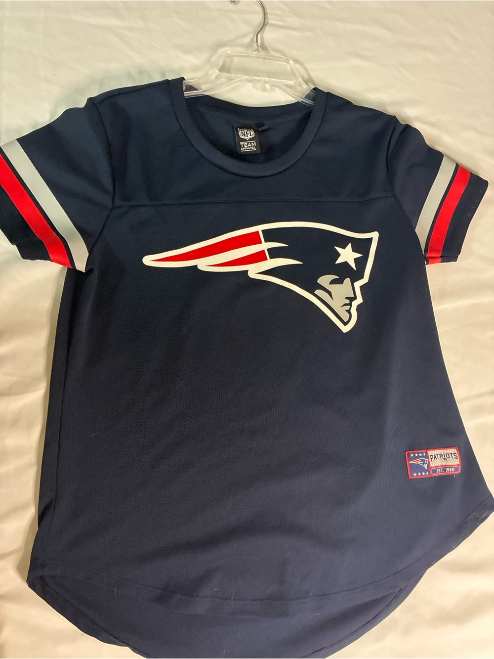 NFL Kids' Navy Patriots Short-Sleeve Jersey with Red & White Accents